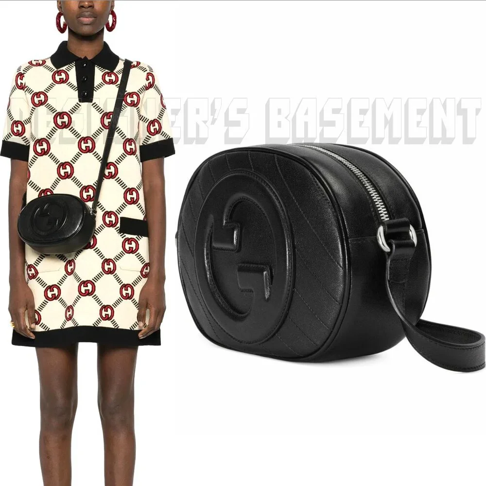 GUCCI black BLONDIE MINI Matelasse lamb Leather Oval Interlocking GG charm Bag - Picture 3 of 10